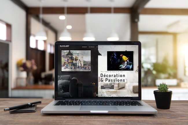 Site internet de l'artiste Blackart sur un ordinateur portable