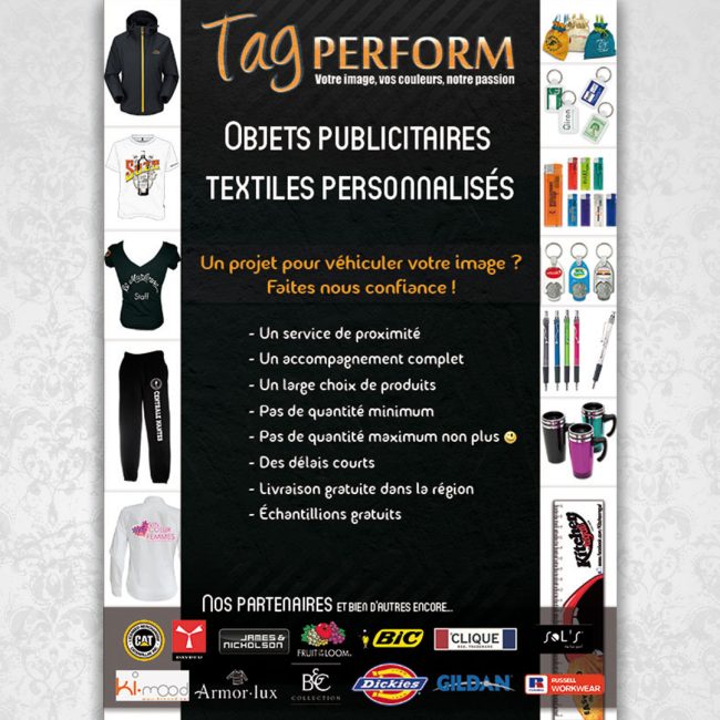 Couverture d'une plaquette publicitaire de l'entreprise TagPerform