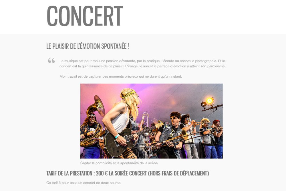 Page web du site de photographe Erik Ourdi